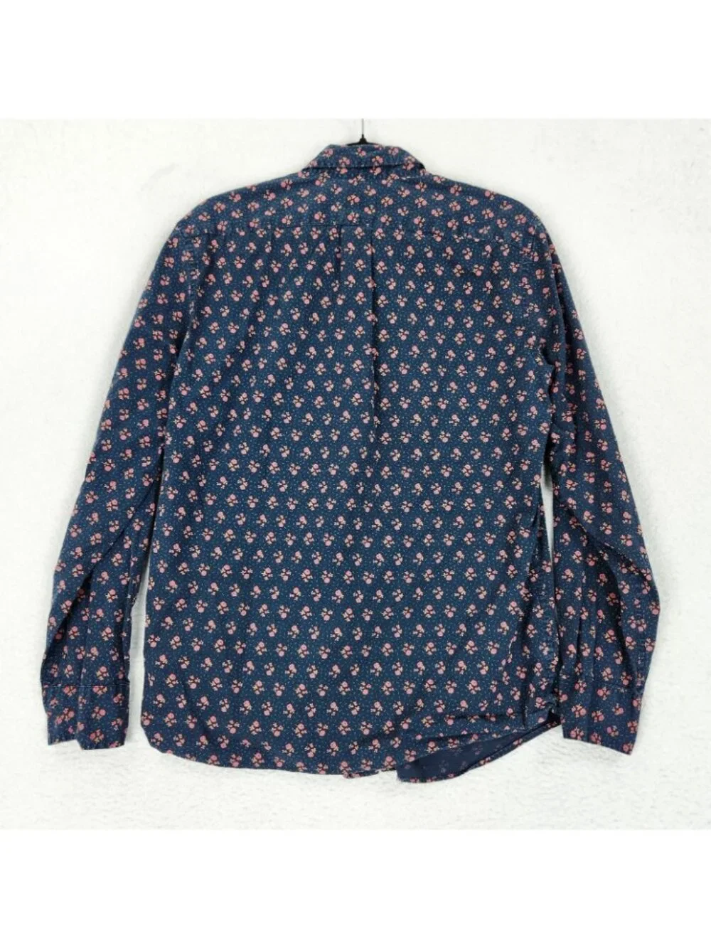 J Crew Shirt Mens Medium Blue Floral Secret Wash Shirting Slim Long Sleeve